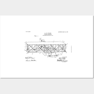 Orville, 1906 Flying Machine, original patent drawing white background Posters and Art